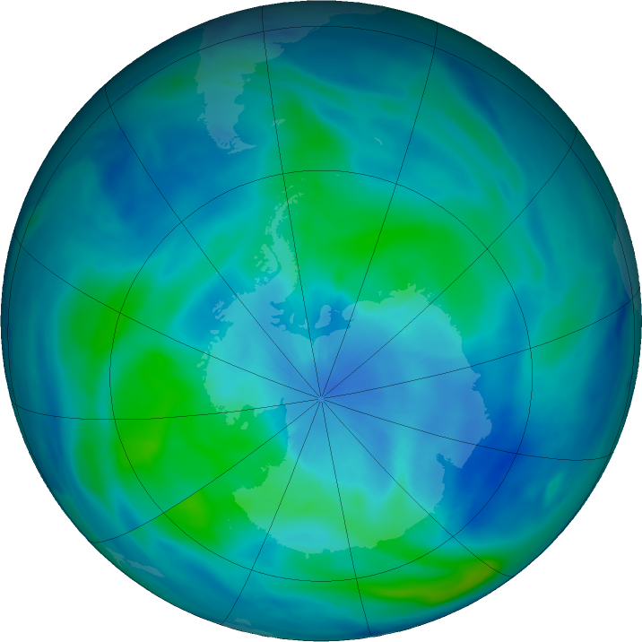 Antarctic ozone map for 20 March 2021